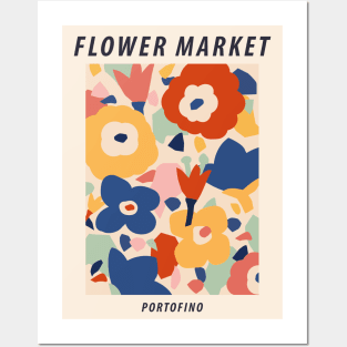 Flower market, Portofino, Colorful retro print, Cottagecore decor, Aesthetic poster, Floral art, Abstract flowers Posters and Art